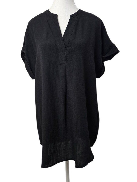 RACHEL Rachel Roy Tops - Rachel by Rachel Roy Black V-Neck Cap Sleeve Blouse Top Women's Size L Neutral